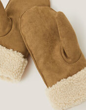 Monsoon x Sarah Corbett-Winder Faux Shearling Mittens, Natural (NEUTRAL), large