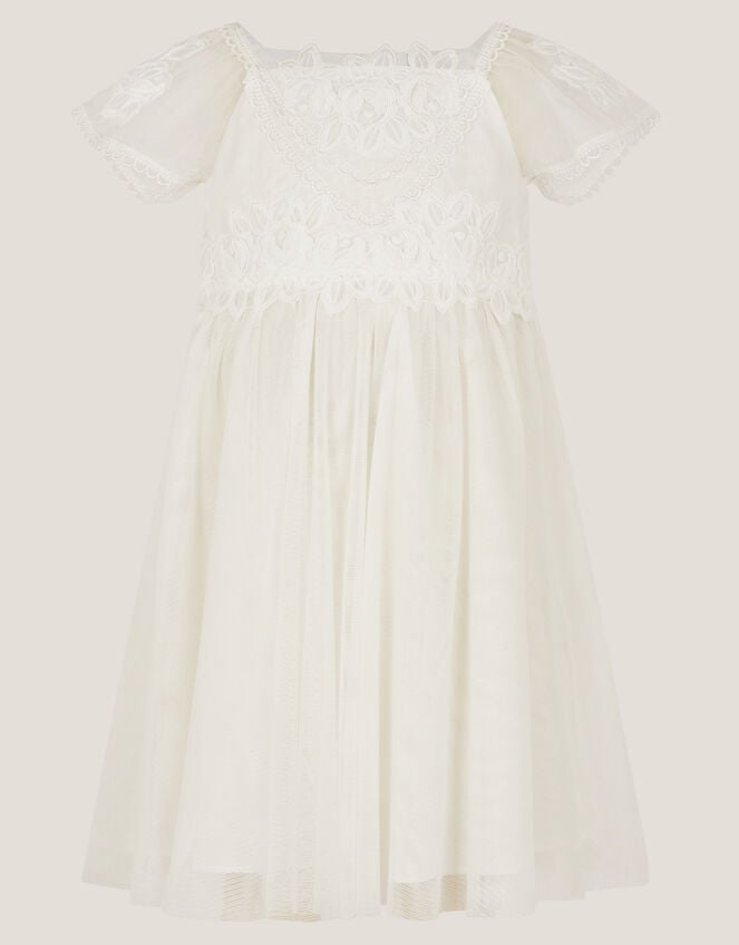 Baby Floella Floral Lace Dress, Ivory (IVORY), large