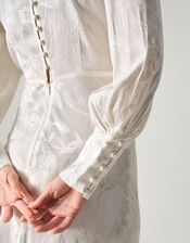 Grace Long Sleeve Satin Wedding Dress, Ivory (IVORY), large