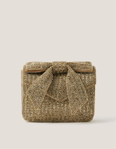 Bella Beaded Bow Bag, Gold (GOLD), large