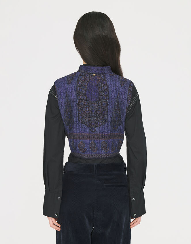 Antik Batik Tamari Paisley Jacquard Quilted Waistcoat, Blue (NAVY), large