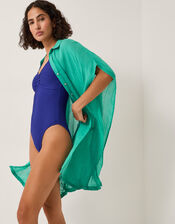 Anaka Beach Cover Up Shirt, Blue (TURQUOISE), large