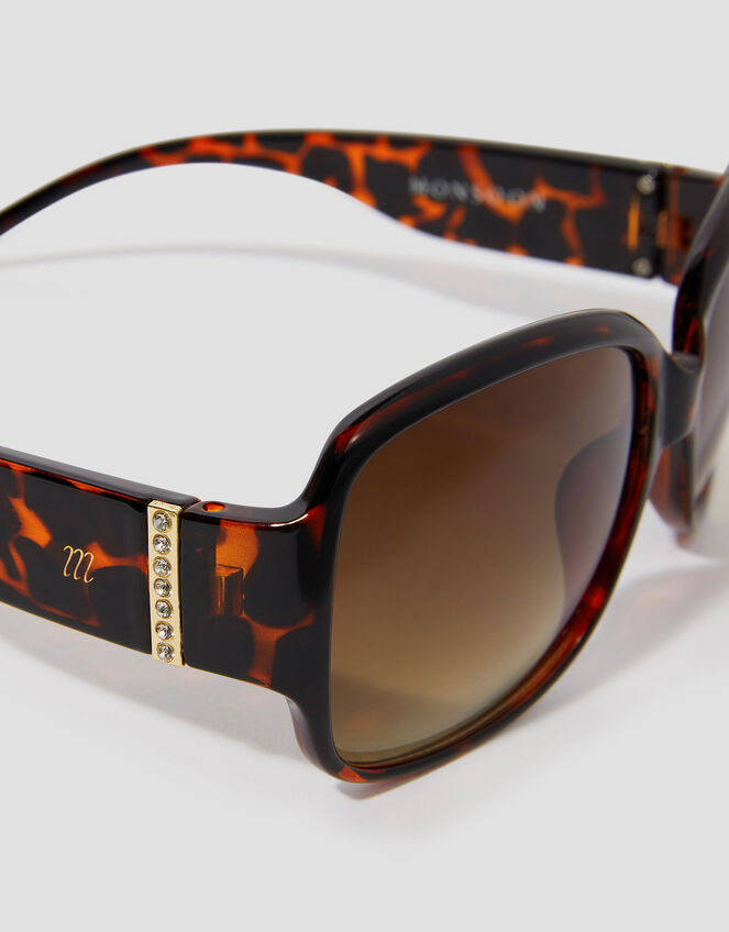 Diamante Tort Sunglasses, Brown (BROWN), large