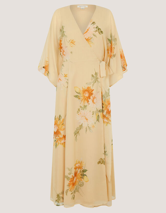 Sukhi Sunflower Midi Wrap Dress, Yellow (YELLOW), large