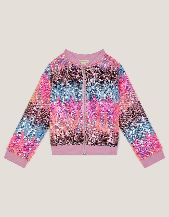 Ombr&eacute; Sequin Bomber Jacket, Multi (MULTI), large