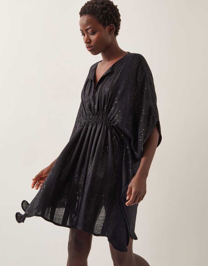 Sana Sequin Embellished Kaftan, Black (BLACK), large