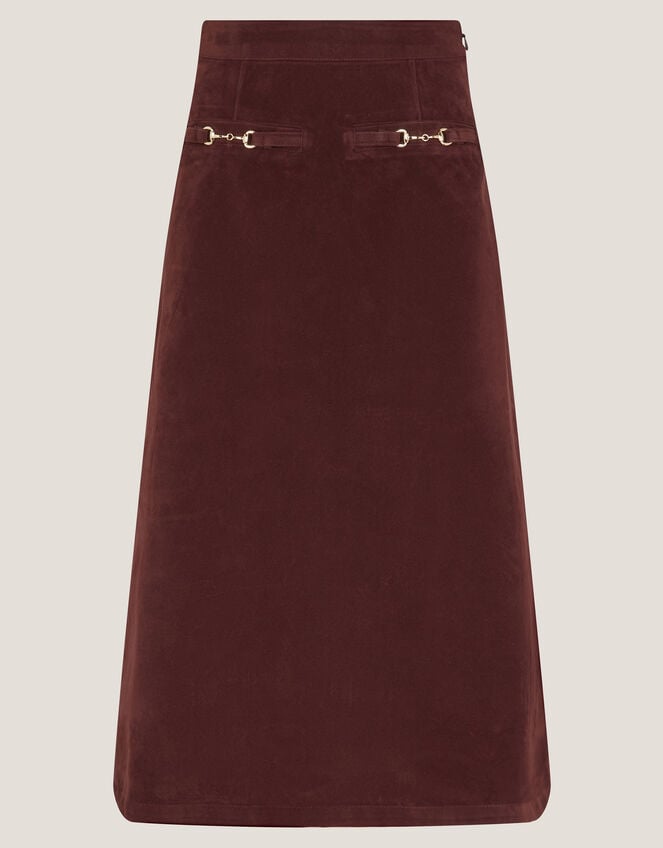 Lana Suedette Midi Skirt, Red (BURGUNDY), large