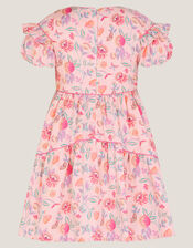 Floral Jacquard Ruffle Dress, Ivory (IVORY), large