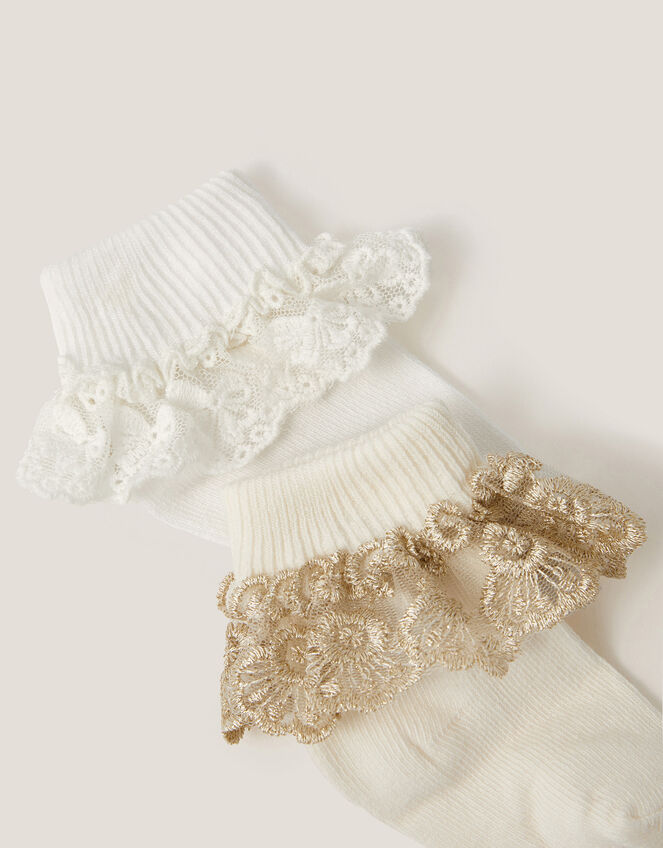 2-Pack Baby Sparkle Lace Socks, Multi (MULTI), large