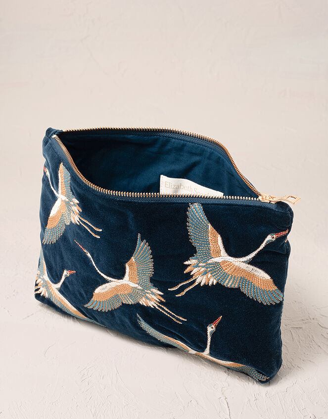Elizabeth Scarlett Crane Velvet Pouch, , large