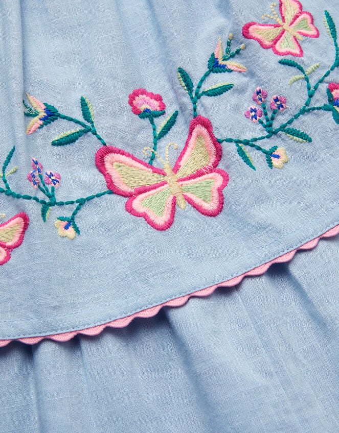 Butterfly Embroidered Culotte Jumpsuit, Blue (BLUE), large