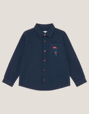 London Embroidered Twill Shirt, Blue (BLUE), large
