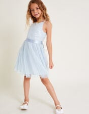 Keita Embellished Plisse Dress, Blue (BLUE), large