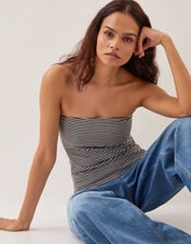 Billie Stripe Bandeau Top, Ivory (IVORY), large