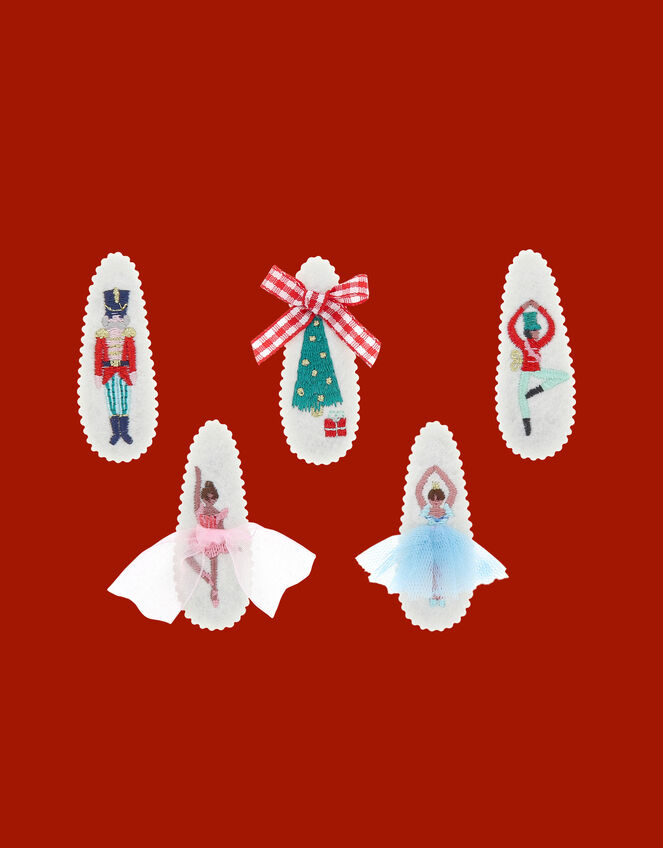 5-Pack Meri Meri Embroidered Nutcracker Hair Clips, , large
