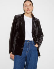 Valery Velvet Double Breasted Jacket , Black (BLACK), large