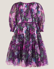 Floral Tulle Party Dress, Purple (PURPLE), large