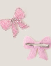 2-Pack Embellished Bow Hair Clips, , large