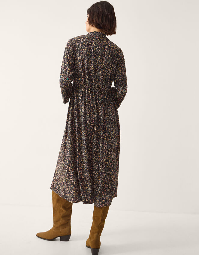 Harriet Floral Embellished Midi Dress, Black (BLACK), large