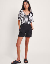 Harper Relaxed Linen Blend Shorts, Black (BLACK), large