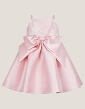 Baby Juniper Satin Lace Bow Bridesmaid Dress, Pink (PINK), large