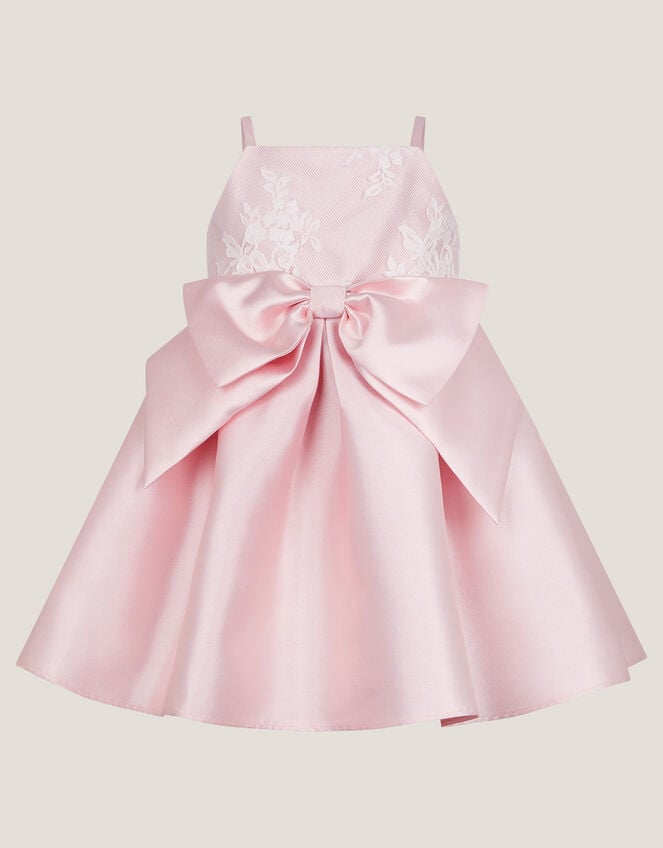 Baby Juniper Satin Lace Bow Bridesmaid Dress, Pink (PINK), large