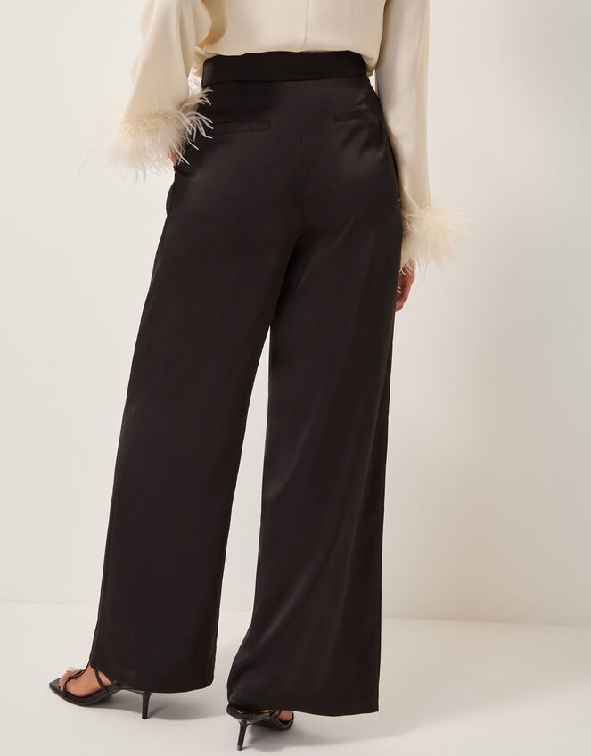 Maisie Satin Wide Leg Trousers, Black (BLACK), large