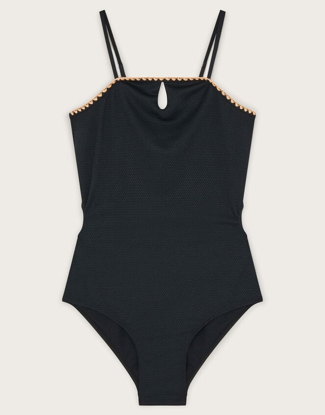 Texture Cut-Out Swimsuit, Black (BLACK), large