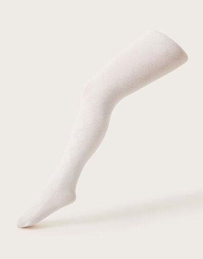 Plush Diamond Print Tights, Ivory (IVORY), large