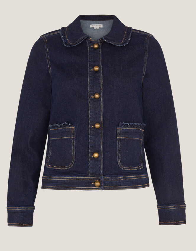 Sadie Frill Denim Jacket, Blue (INDIGO), large