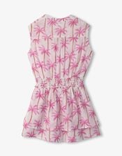 Hatley Palm Print Sleeveless Dress, White (WHITE), large