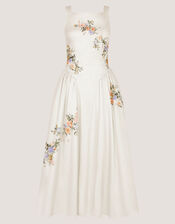 Cindy Floral Print Fit & Flare Midi Dress, Ivory (IVORY), large