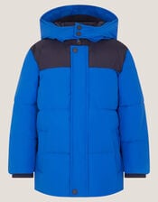 Colourblock Puffer Jacket, Blue (BLUE), large