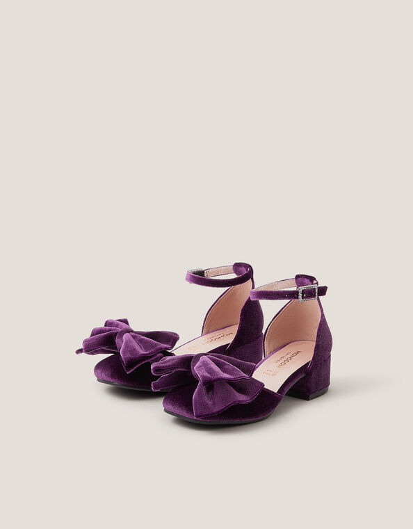 Velvet Bow Two-Part Heels, Purple (PURPLE), large