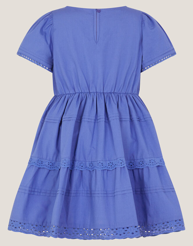 Broderie Tiered Dress, Blue (BLUE), large