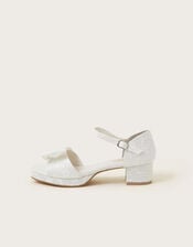 Bow Lace Heeled Sandals, Ivory (IVORY), large