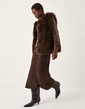 Delia Devoré Midi Slip Dress, Brown (CHOCOLATE), large