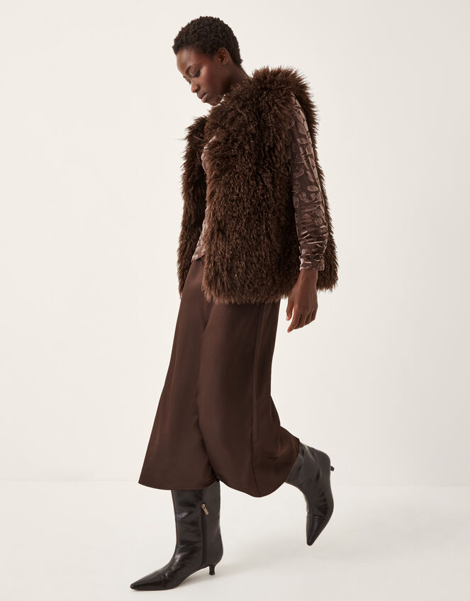 Delia Devoré Midi Slip Dress, Brown (CHOCOLATE), large