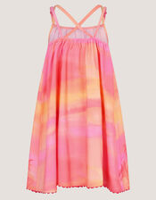 Palm Print Beach Dress, Orange (ORANGE), large