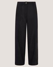 Jolie Wide Leg Linen Trousers, Black (BLACK), large