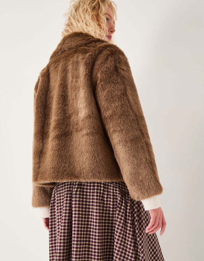 Fern Faux Fur Jacket, Brown (BROWN), large