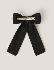 Beaded Bow Hair Clip, Black (BLACK), large