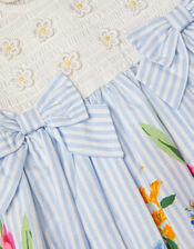 Baby Floral Print Cotton Dress, Blue (BLUE), large