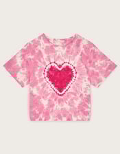 Heart Tie Dye T-Shirt, Pink (PINK), large