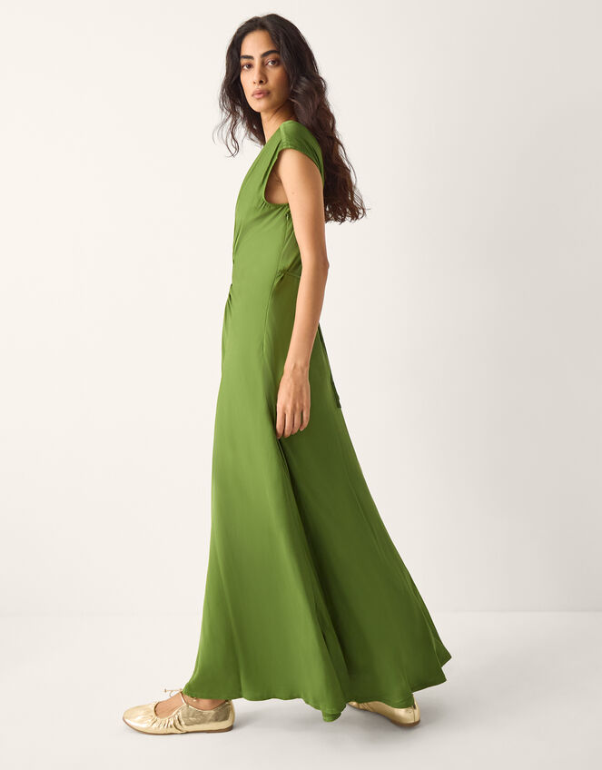 La Galeria Elefante Diamond Ruched Maxi Dress, Green (GREEN), large