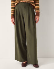 Esther Pleated Trousers, Green (KHAKI), large