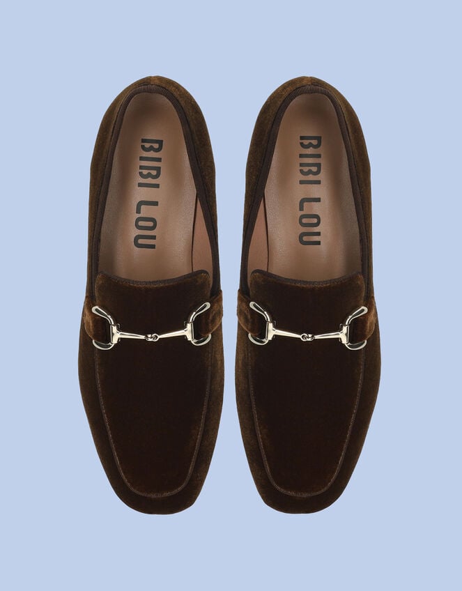 Bibi Lou Ashe Velvet Loafers, Brown (BROWN), large