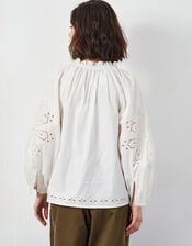 East Aliona Broderie Blouson Blouse, Ivory (IVORY), large