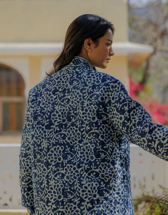 Dilli Grey Leena Quilted Jacket, Blue (INDIGO), large