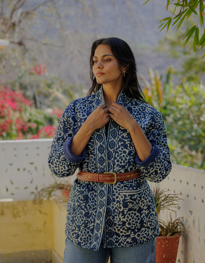 Dilli Grey Leena Quilted Jacket, Blue (INDIGO), large